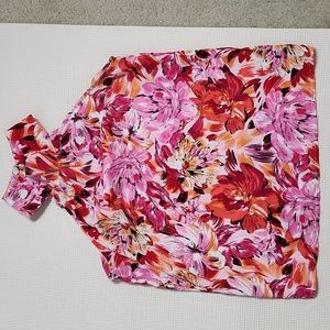Shein Pink/Orange Floral high neck Sleeveless Top Size-Small NWOT